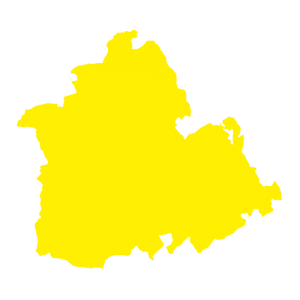 silueta del mapa de Sevilla en amarillo