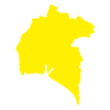 silueta del mapa de Huelva en amarillo